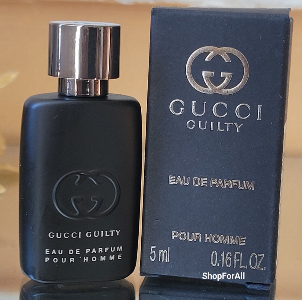 Gucci Guilty Pour Homme Parfum, Amber, Woody, NEW - Mini 0.16 oz. 5 ml.
